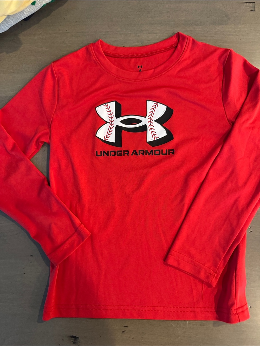 Under Armour Red Long-Sleeve Baseball Logo Tee for Kids